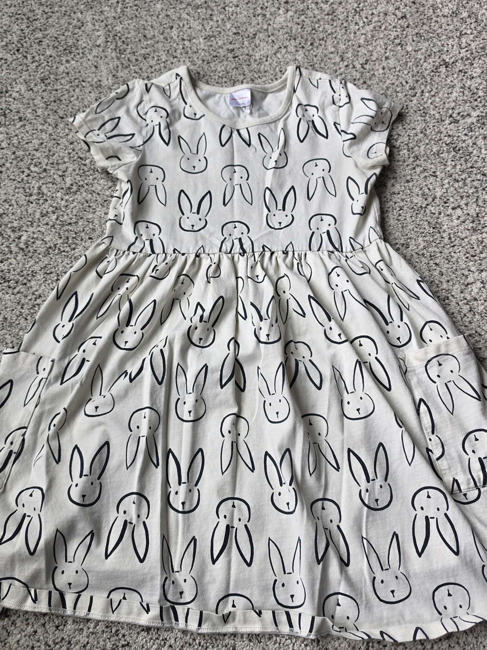 Kids Bunny Print Dress - White -